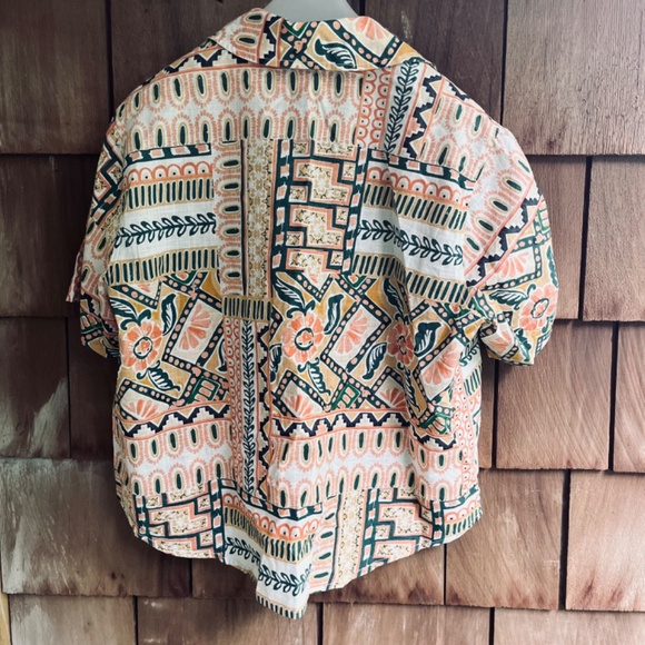 Bila•77 Sz S Thin Delicate Oversized Shirt in Boho Style Tie Fastener Patchwork - Picture 9 of 10